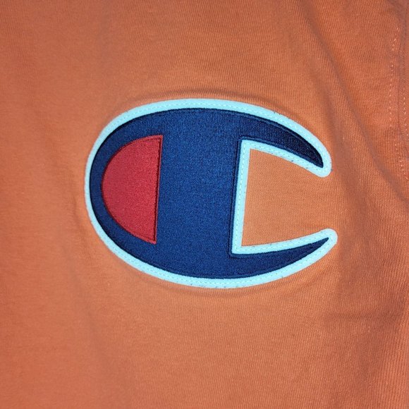 Vintage Look Champion Big C Embroidered Orange T-Shirt Men's Size Large Top - Picture 2 of 12